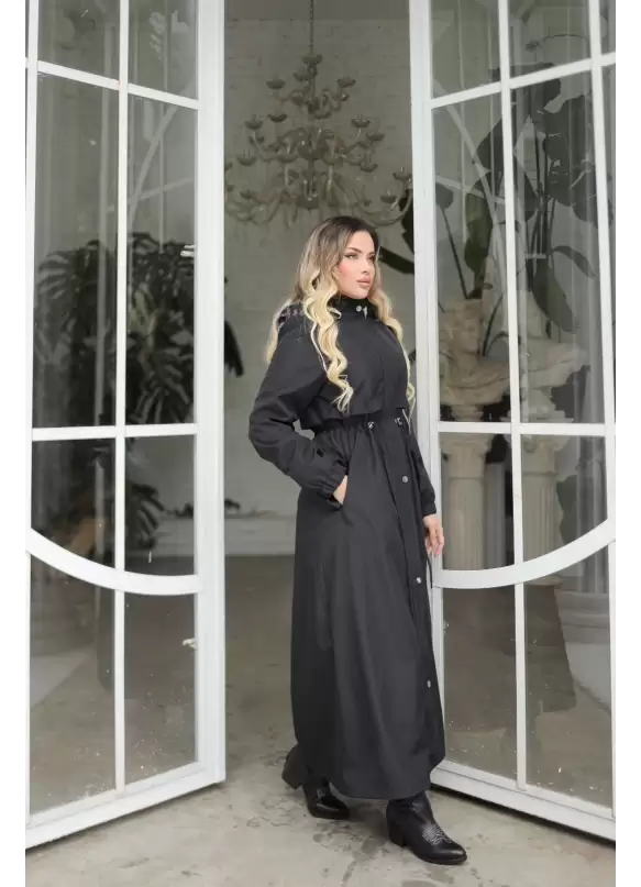 İçi Kürklü Kaban Siyah