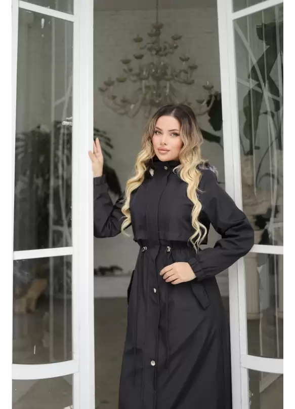İçi Kürklü Kaban Siyah