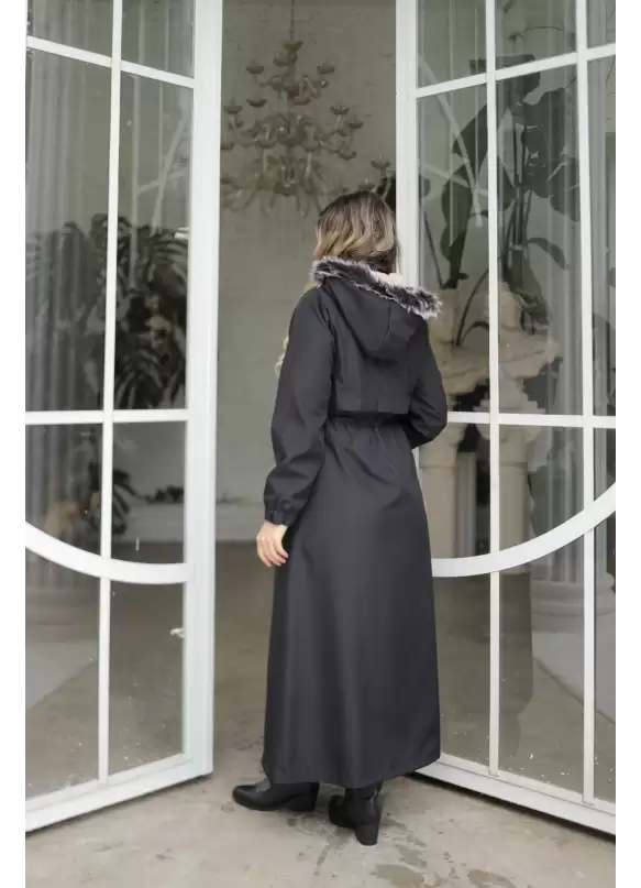 İçi Kürklü Kaban Siyah