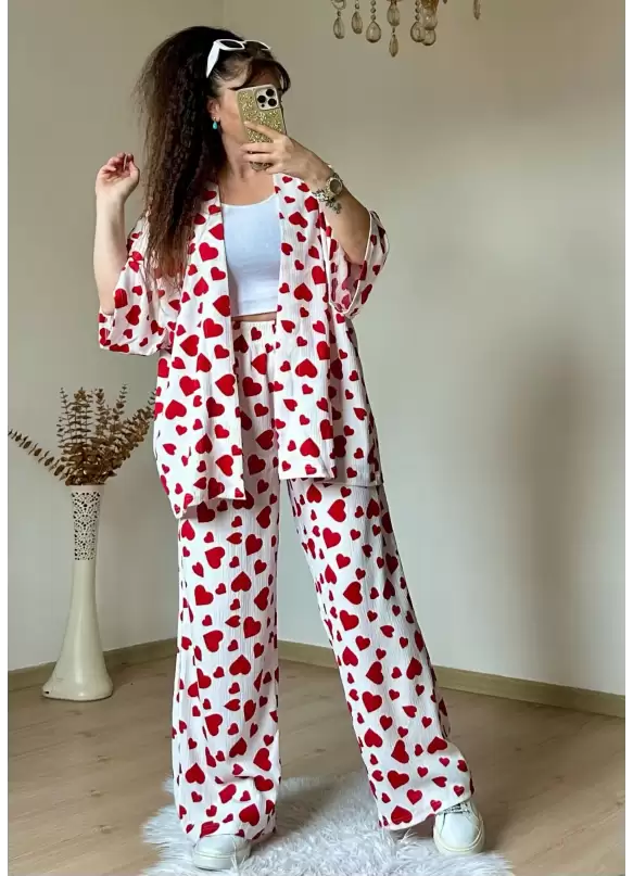 Kalplı Kimono takım