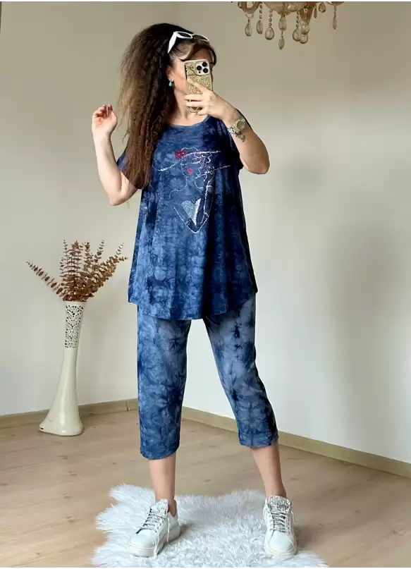 Kaprı Lacivert Taşlı Takım