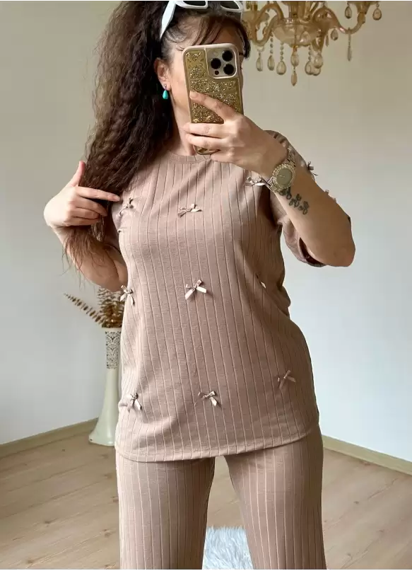 Kaşkorse Kurdele Takım Bej