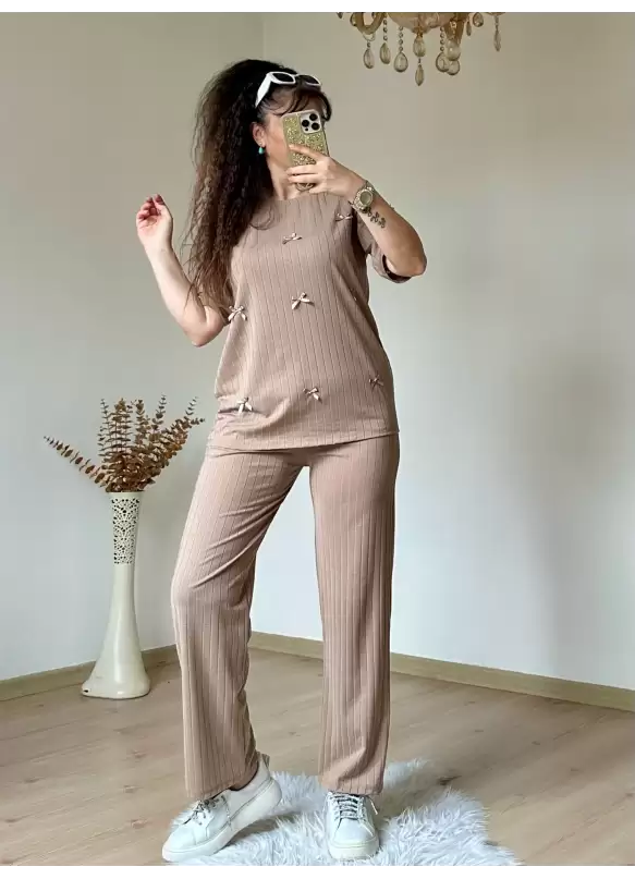 Kaşkorse Kurdele Takım Bej