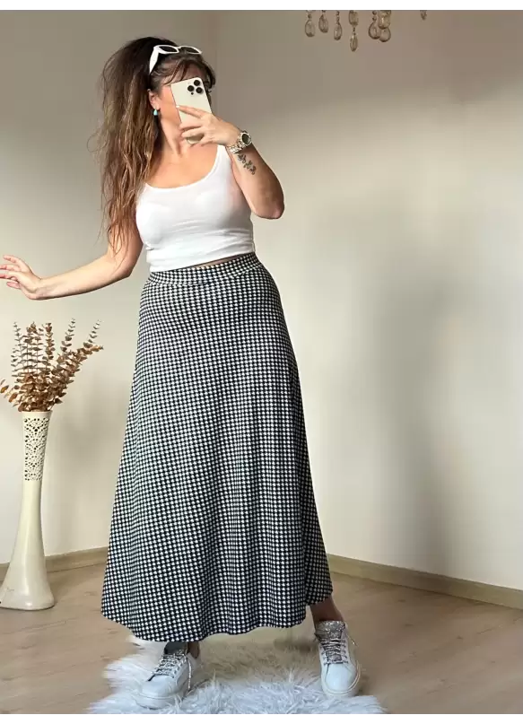 Kaz Ayağı Desen Etek