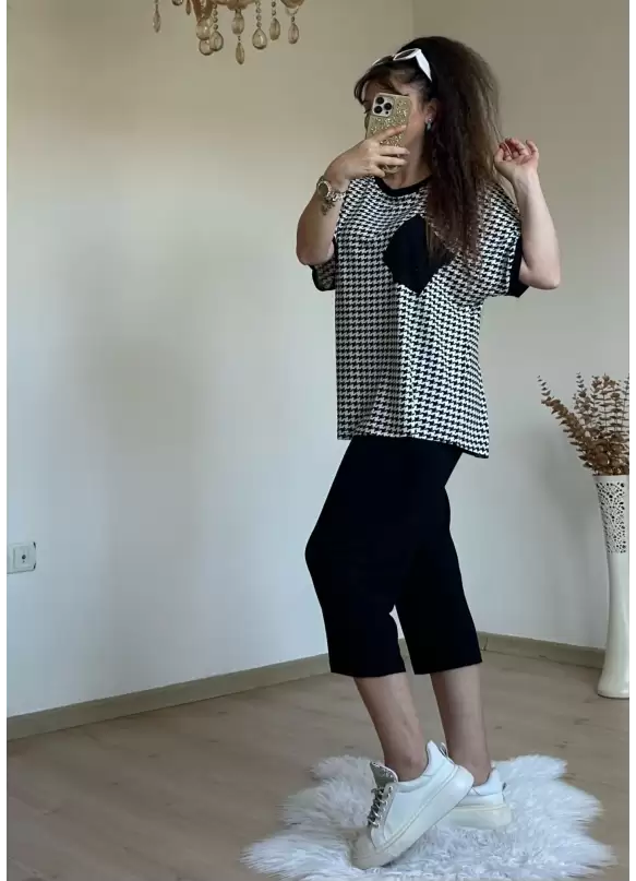 Kısa Kol Kaz Ayağı Desen takım