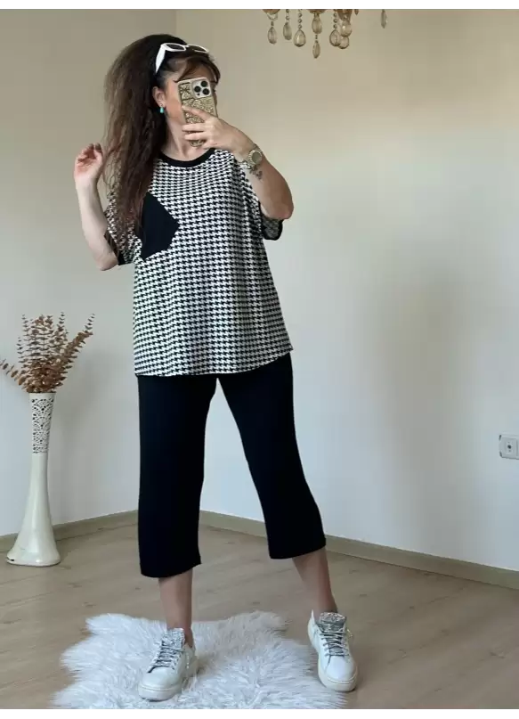 Kısa Kol Kaz Ayağı Desen takım