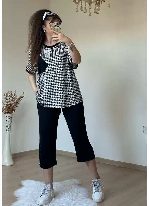 Kısa Kol Kaz Ayağı Desen takım