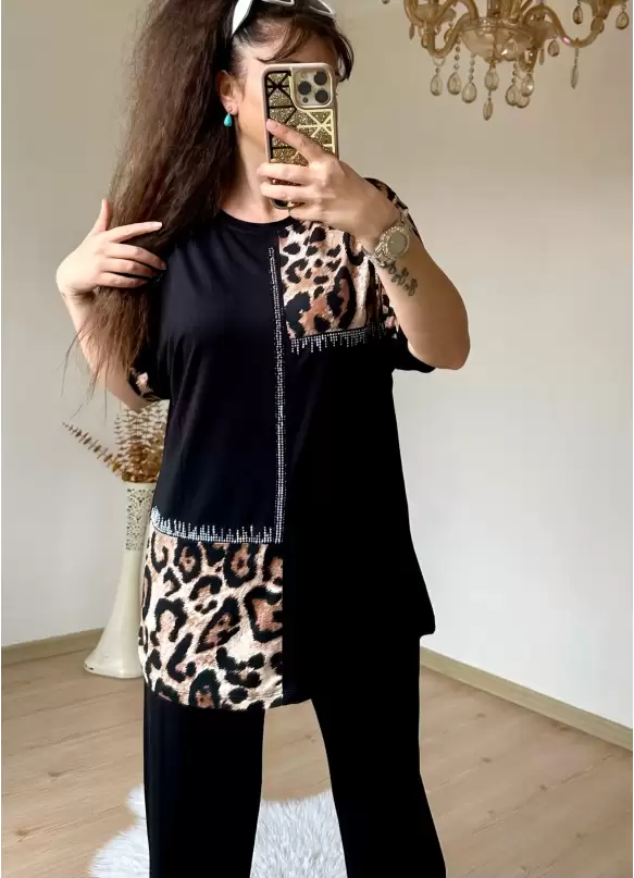 Leopar Taşlı Takım