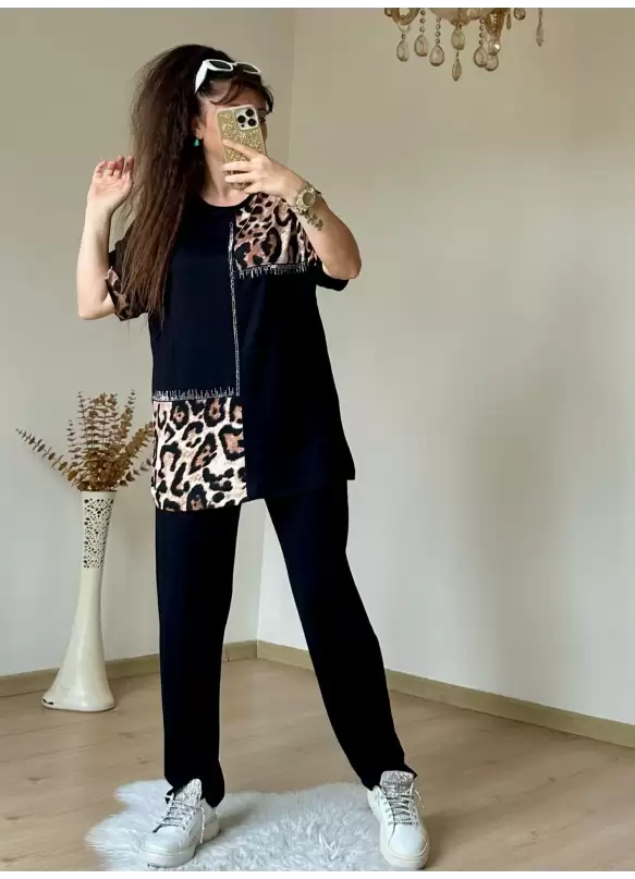 Leopar Taşlı Takım