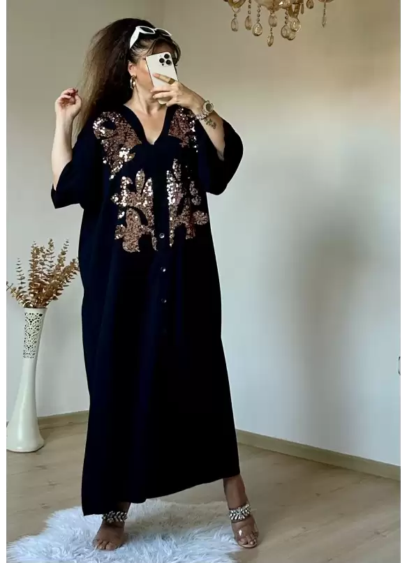 Pul Detaylı Gömlek Elbise