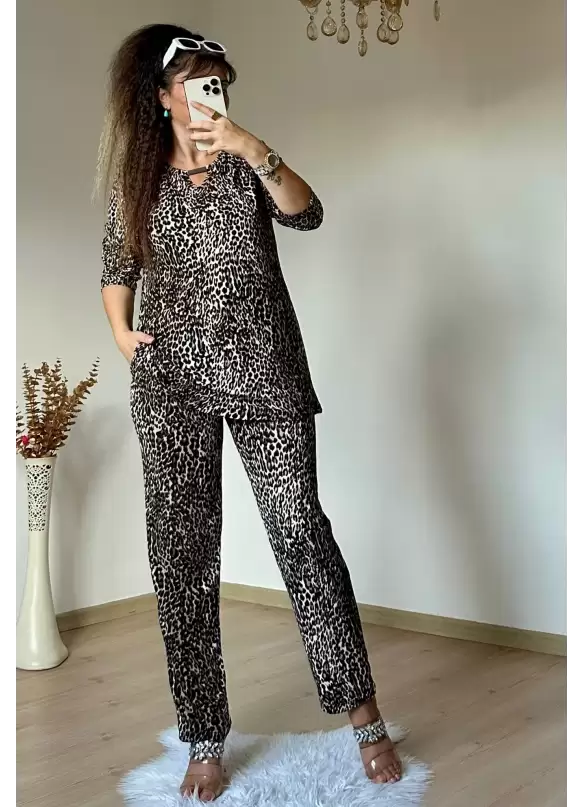 Süet Leopar Takım