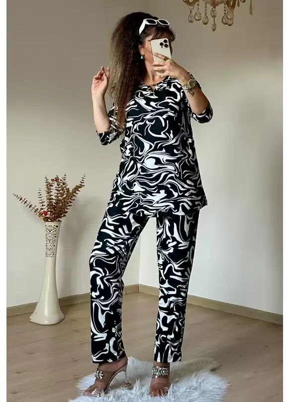 Süet Zebra Desen Takım