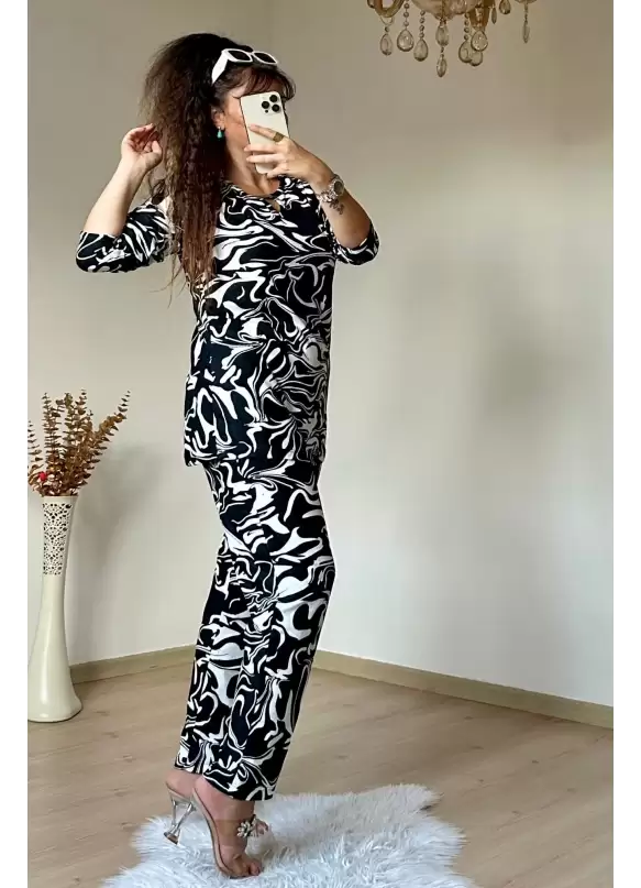 Süet Zebra Desen Takım