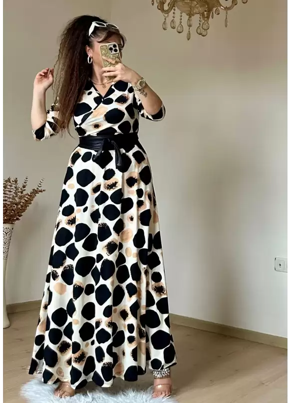 Tam Boy Açık Leopar Elbise