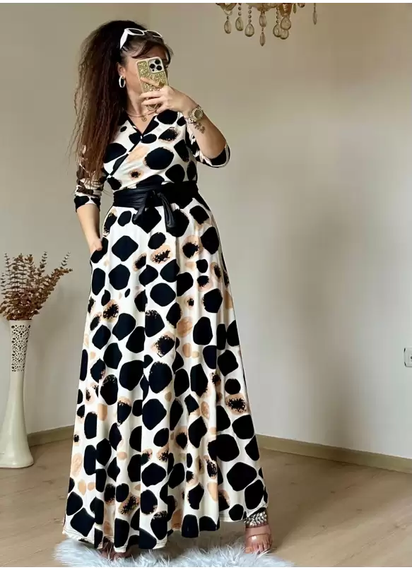 Tam Boy Açık Leopar Elbise