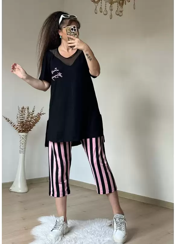 Yaka File Detaylı Pijama Takım