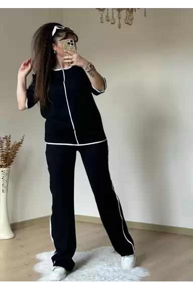 Beyaz Çızgılı Siyah Takım