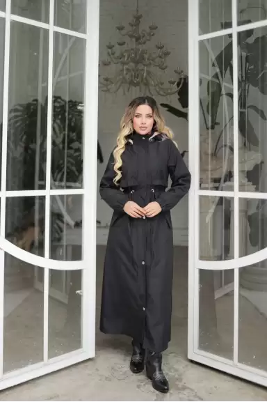 İçi Kürklü Kaban Siyah
