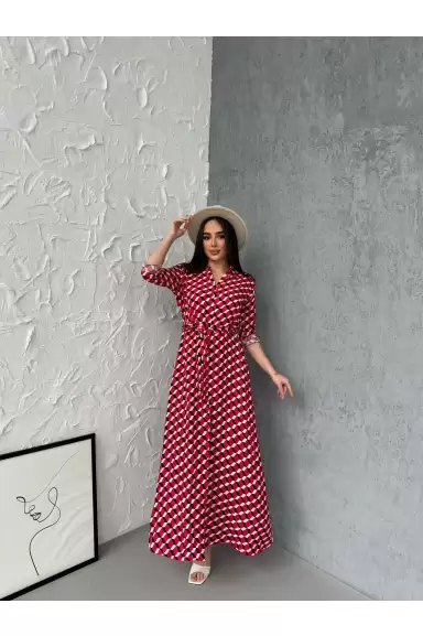 Kırmızı Kareli Cepli Gömlek Elbise