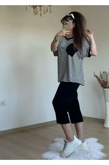 Kısa Kol Kaz Ayağı Desen takım