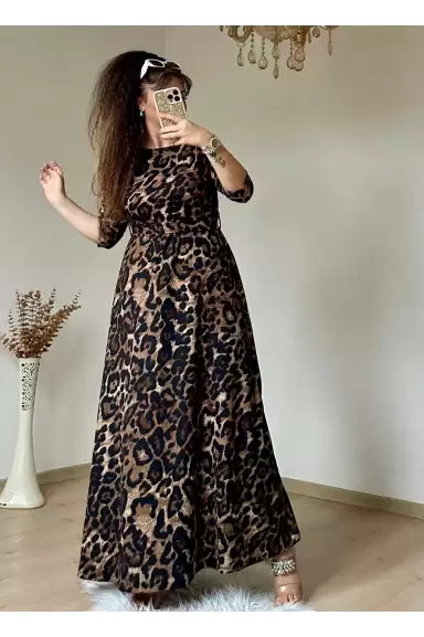 Leopar Desen Bürümcük Elbise
