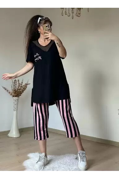 Yaka File Detaylı Pijama Takım