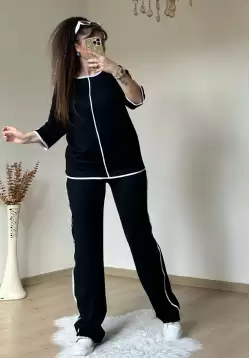 Beyaz Çızgılı Siyah Takım