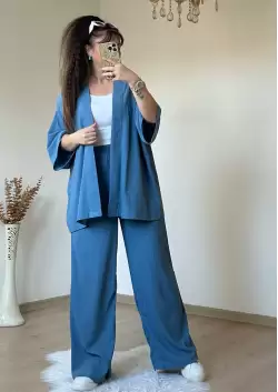 Düz Kimono Bebe Mavi Büyük beden