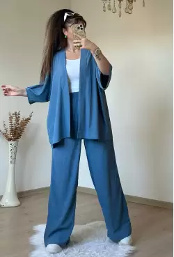 Düz Kimono Bebe Mavi Büyük beden