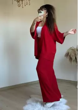 Plain Red Kimono Set