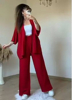Plain Red Kimono Set