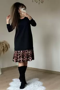 Etek Ucu Leopar Elbise