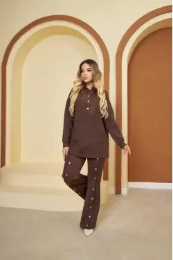 Gold Çıtçıtlı Kahve Takım