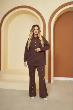Gold Çıtçıtlı Kahve Takım