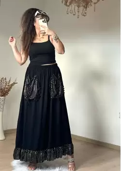 Gold Puanlı Ceplı Etek