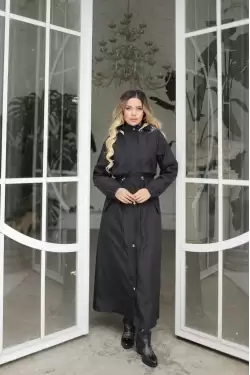 İçi Kürklü Kaban Siyah