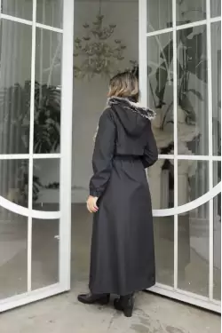 İçi Kürklü Kaban Siyah