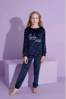 Kadife Puanlı Çoçuk Takım Lacivert