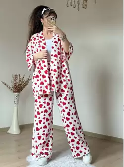 Kalplı Kimono takım