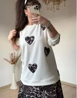 Kalpli Leopar Etek Bluz Takım