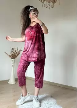 Kaprı Bordo Taşlı Takım