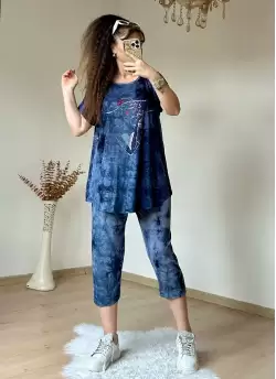 Kaprı Lacivert Taşlı Takım