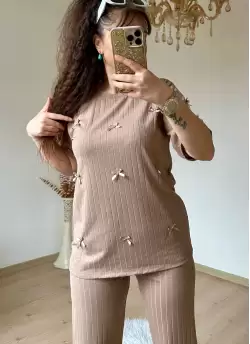 Kaşkorse Kurdele Takım Bej