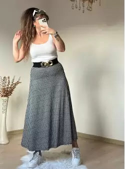 Kaz Ayağı Desen Etek