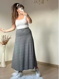 Kaz Ayağı Desen Etek