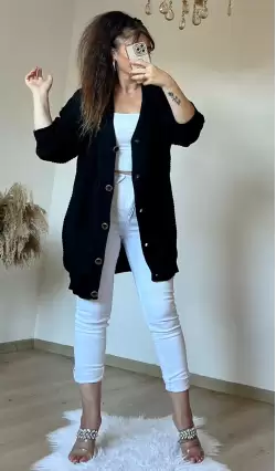 Kısa Düğmeli Trıko hırka Siyah
