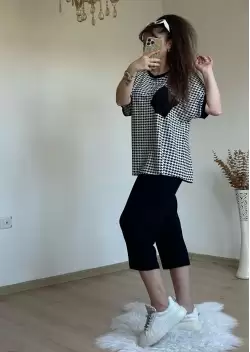 Kısa Kol Kaz Ayağı Desen takım