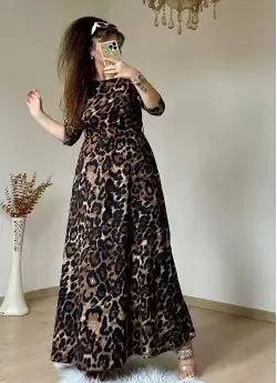 Leopar Desen Bürümcük Elbise
