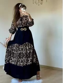 Leopar Desen Salaş Elbise