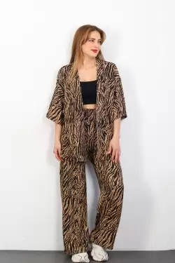 Zebra Desen Otantik Kimono Takım